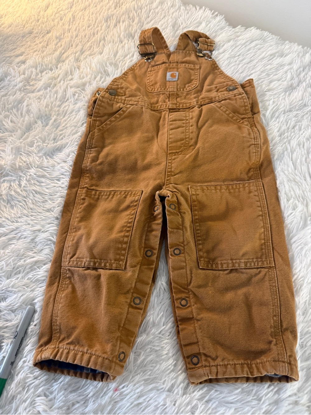 Carhartt Kids Tan Brown Duck Canvas Overalls
